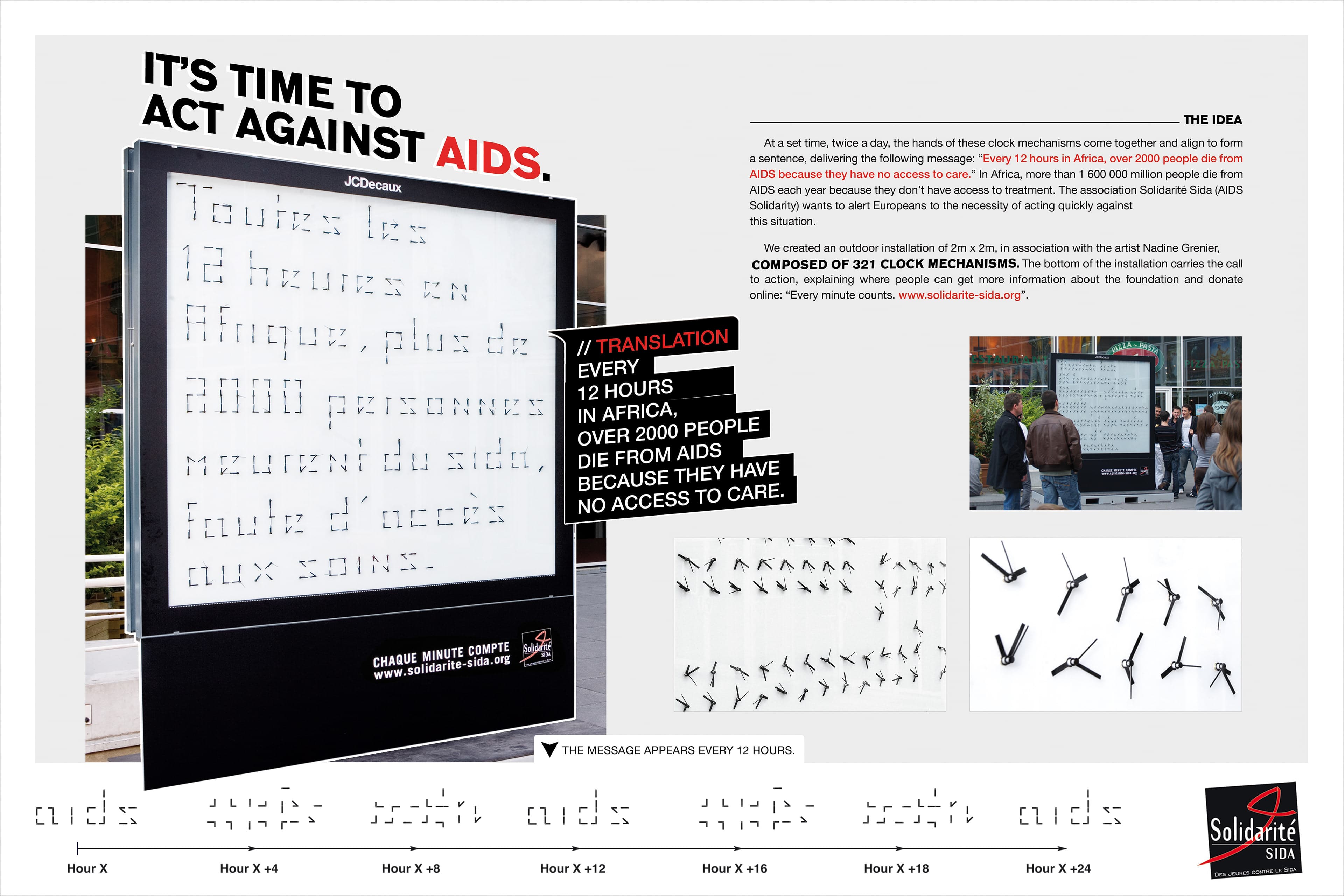 Solidarité Sida The Clocks outdoor campaign